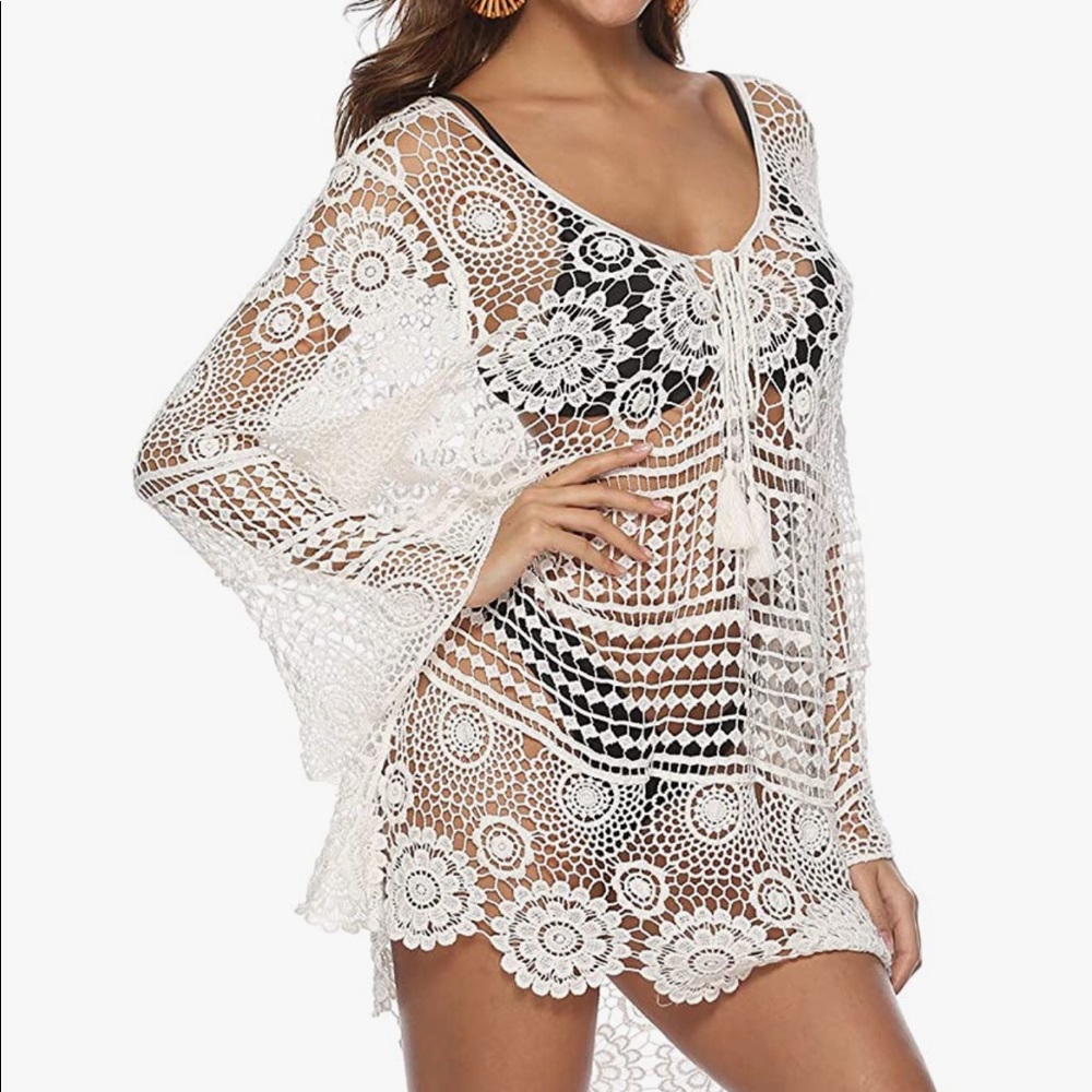 Stunning Crocheted Lace Resort Beach Swim Cover - Picture 11 of 15